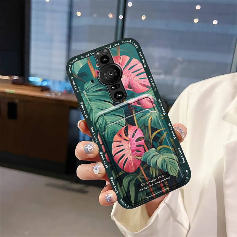 Противоударный чехол с полным покрытием для Sony Xperia Pro-I Милый задний чехол Пылезащитный Слот для карт Карман для карт Граффити Мягкий чехол
