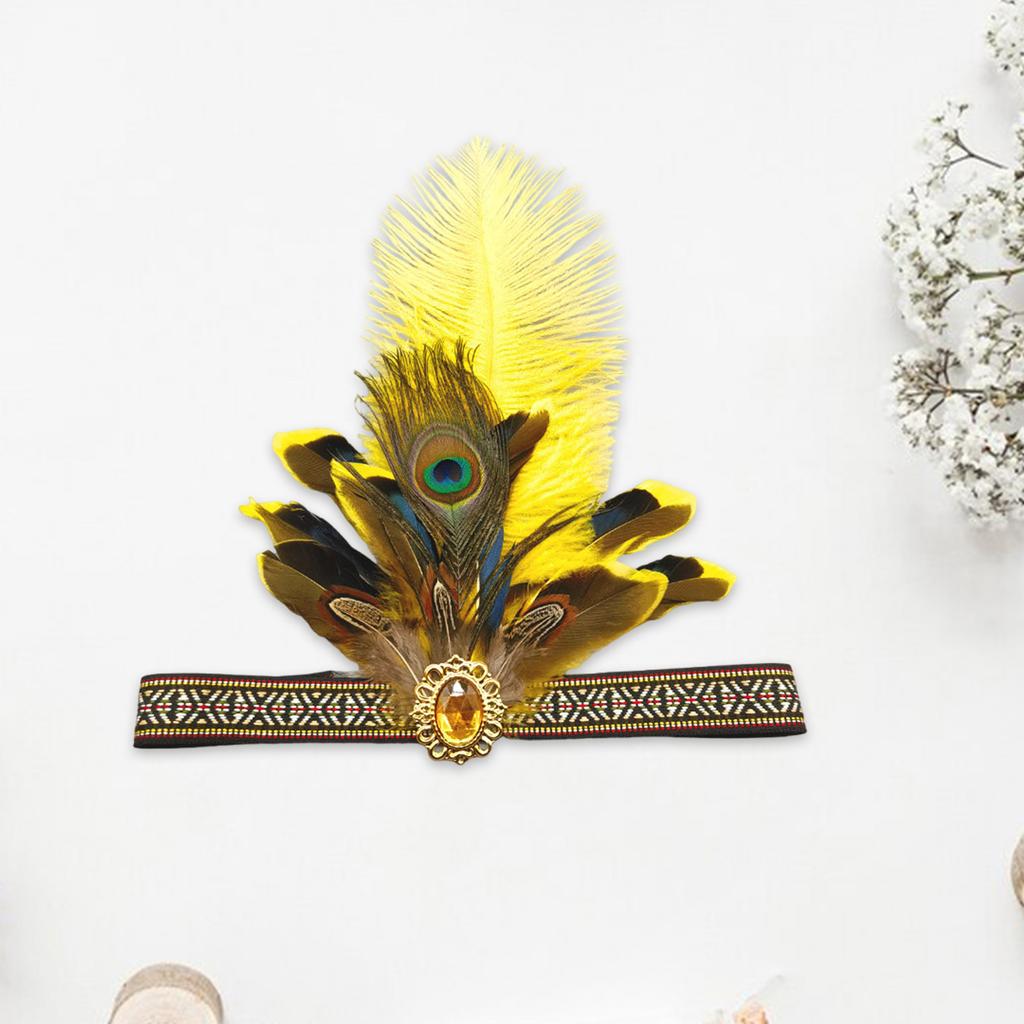 Bohemian Feathered Hairband Carnival Celebration Party Headband Adult Cosplay Hairhoop Ethnic Hairband for Theme Event