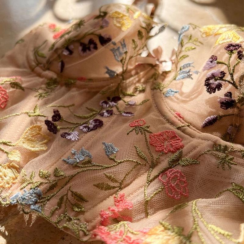 New Lace Camisole Ultra Thin Underwear Sexy Lace Embroidery Push Up Bra Set Women Romantic Flowers Body Shaper Tops and Panties