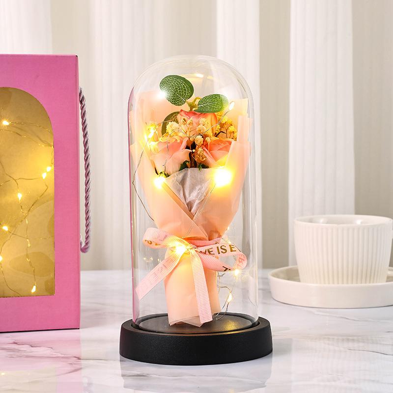 Eternal Rose Acrylic Cover Ornament Gift Box 110 Mother's Day Gift Soap Flower Creative Dried Flower