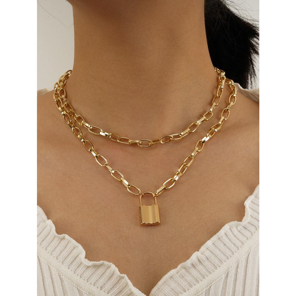 Нишевое ретро персонализированное металлическое ожерелье толстая цепь любовь сплав кулон женский набор ожерелий