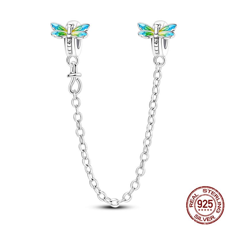 Original 100% 925 Silver Star Moon Safety Chain Fit 925 Original Bracelet & 3mm Bracelet DIY Jewelry Making Women Gift