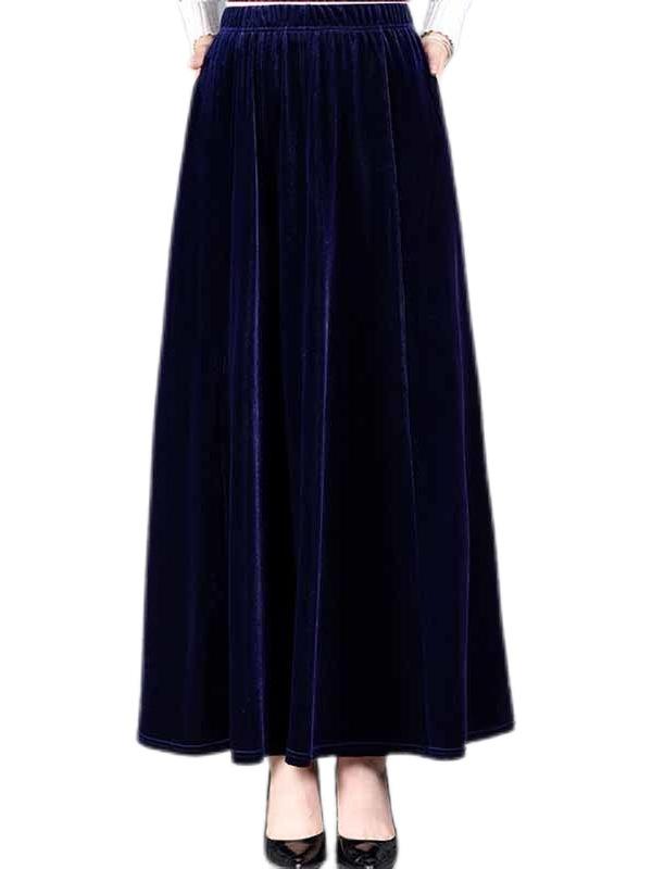 Золотистый бархатный эластичный юбка А-силуэта женская большого размера юбка для танцев с высокой талией тонкая универсальное платье