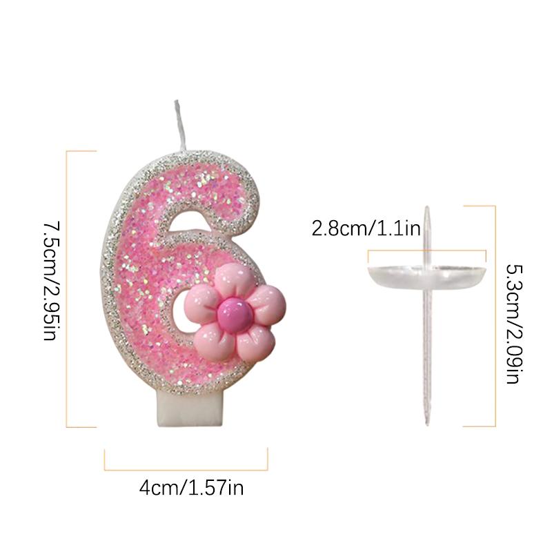 3D цифры для украшения торта свечи блестящий розовый бант цифровые свечи торт топпер день рождения вечеринка поминовения украшение торта