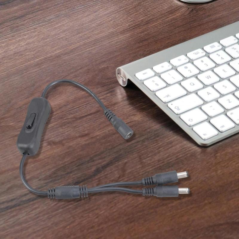 Кабель-разветвитель питания DC5521 Y 5,5x2,1 мм гнездо на 2 штекера Удлинитель-переключатель для видеонаблюдения светодиодной ленты 37 см