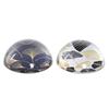 Paperweight - Ginko - Set of 2 - Sulfide Glass - Navy Blue and Gold - 8x8x4cm