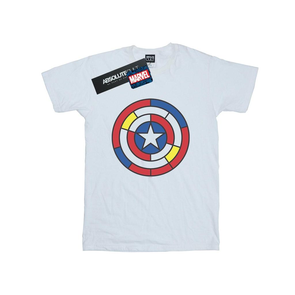 Marvel Mens Captain America Stained Glass Shield T-Shirt