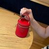 2025 New Genuine Leather Women's Bag Cylinder Vertical Mini Lunch Box Bucket Bag Chain Earphone Bag Makeup Bag Cross Border Batch