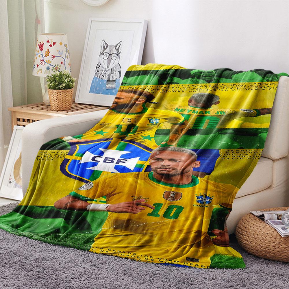 1PC Neymar Jr Patterned Flannel Blanket Suitable For All Seasons for Home Decor Warmth and Comfort Gifts Holiday Present
