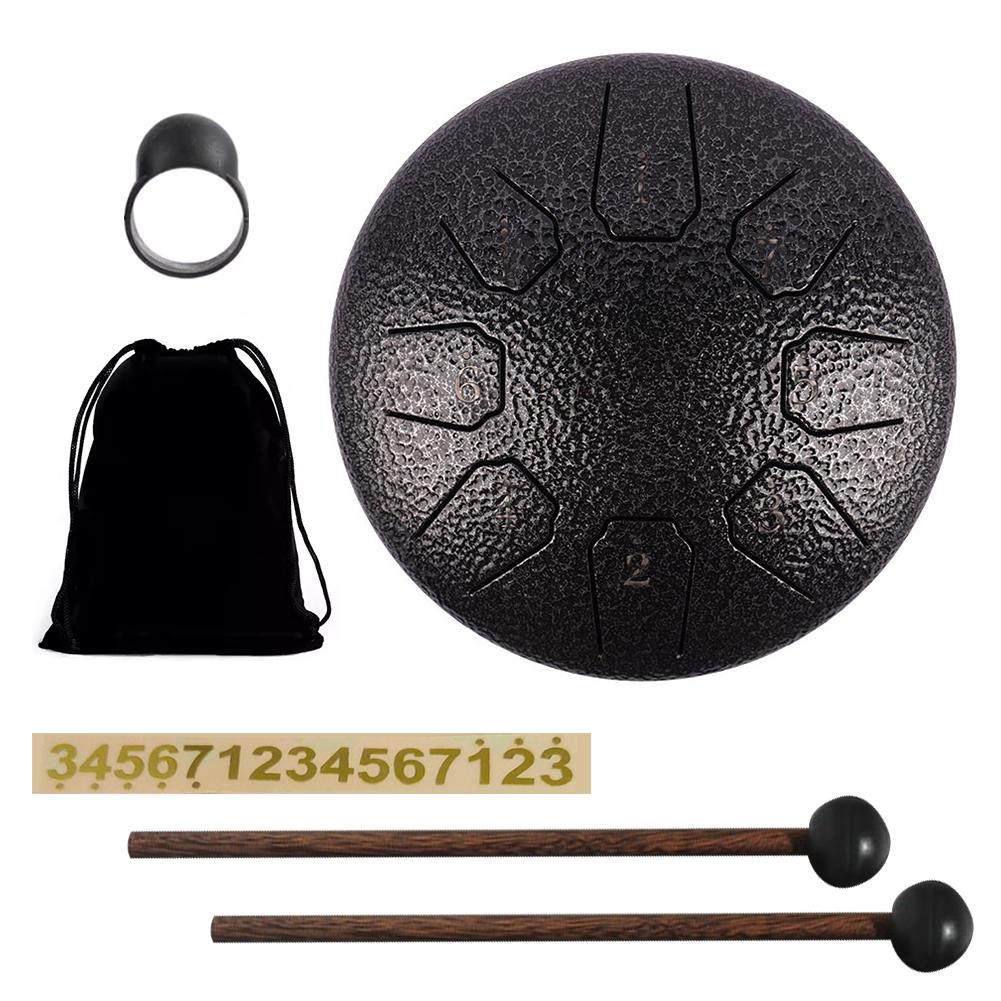 6 Inch 11/8 Notes Handpan Drum with Drum Bag Music Book Drum Mallets Hand Pan Drum for Entertainment Meditation Yoga Zen Gifts