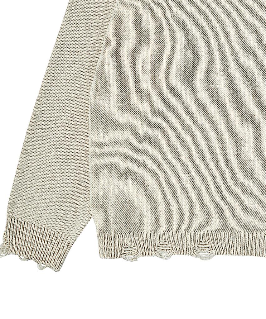 BEYOND CLOSET [Collection Line] Linen Blended Vintage Garment Henley Neck Knit Ivory