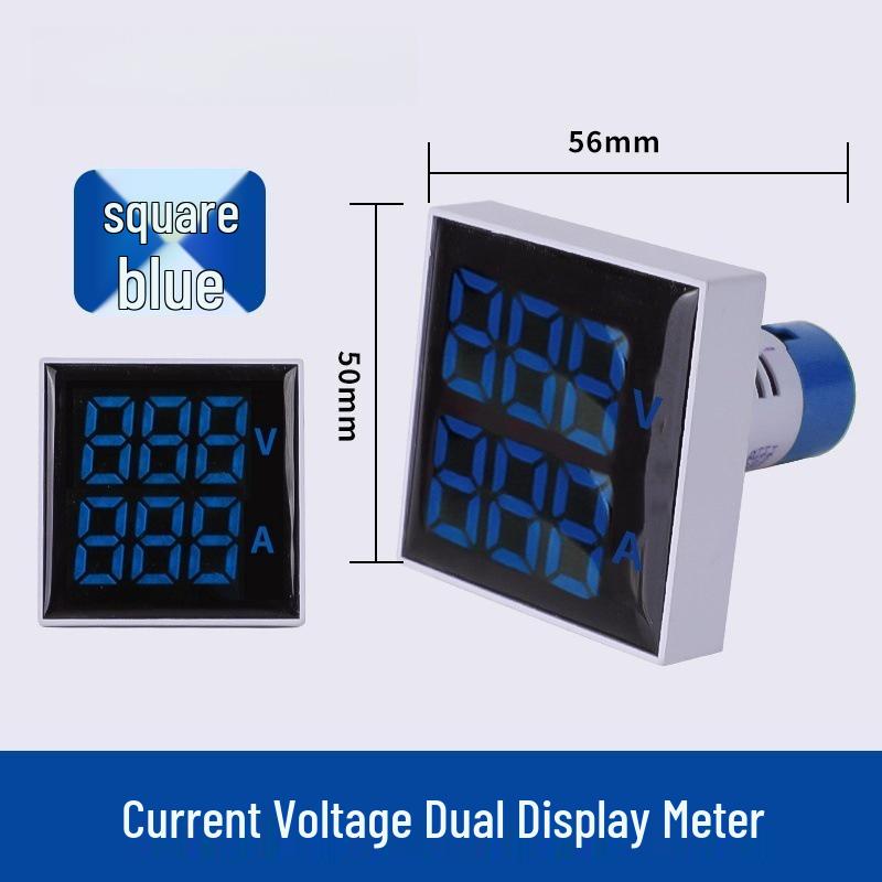 22mm Dual Display LED Voltage Current Frequency Meter - Round/Square