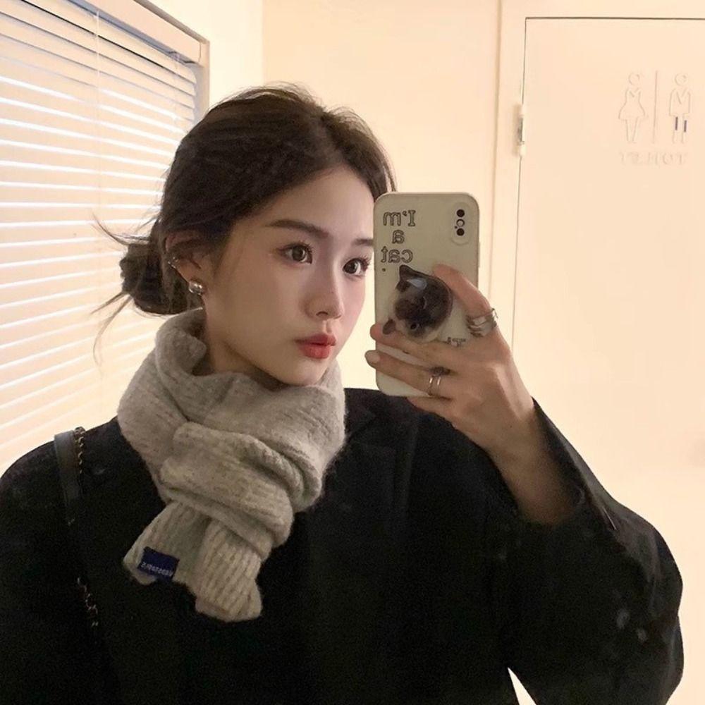 Однотонный зимний теплый шарф, утолщенный шерстяной шарф с перекрестными вязками, модный вязаный шарф Y2K унисекс