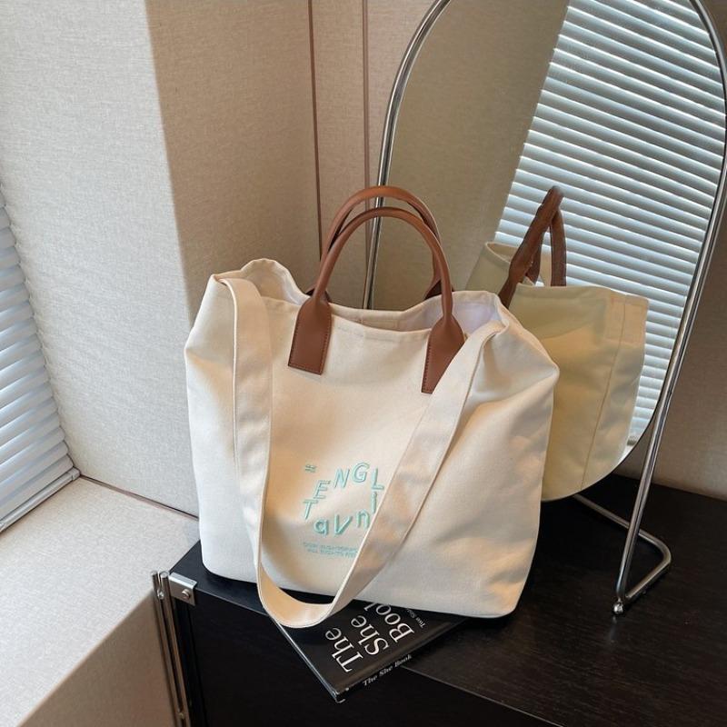 Canvas Bag Women's Large-capacity New Summer Versatile Casual Shoulder Messenger Bag College Student Tote Bag