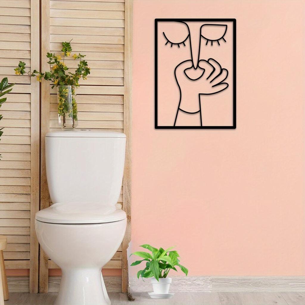 1pc, Funny Toilet Metal Wall Art, Funny Bathroom Sign, Minimal Line Art, Guest WC, Restroom Decor, Toilet Humor