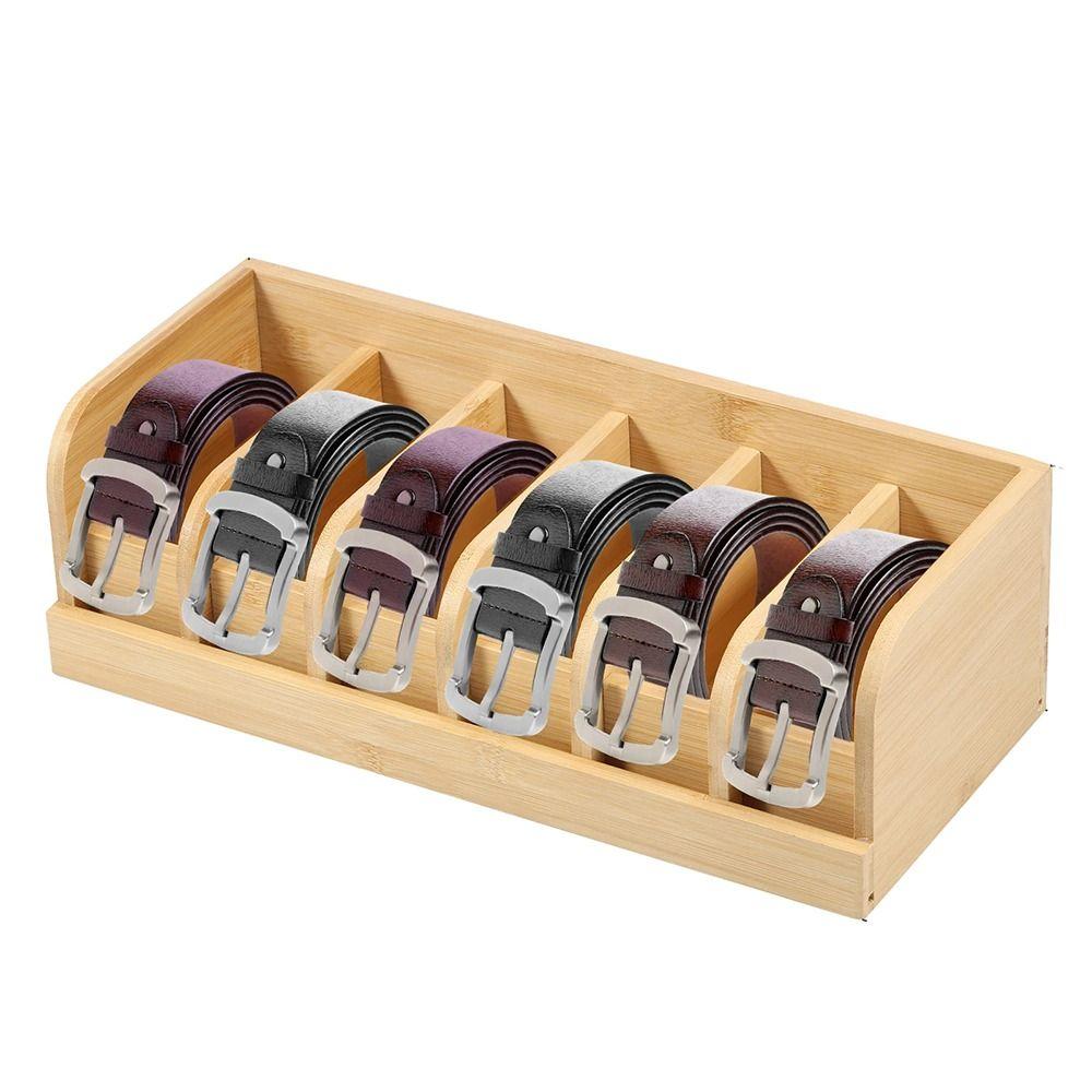 Natural Bamboo Belt Storage Box Save Space Belt Display Rack Purse Storage Holder Women