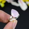 Pink Chalcedony Gemstone Handmade 925 Sterling Silver Jewelry Ring Size 7.5 KG-347