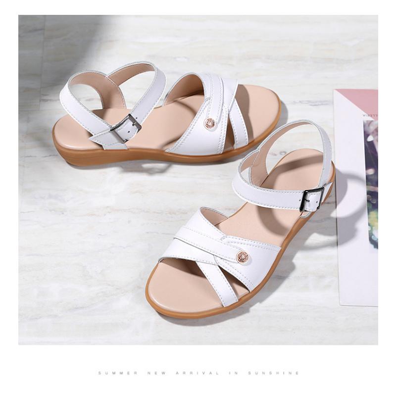 Летние сандалии на плоской подошве, мягкая подошва, удобная для матерей среднего и круглого возраста, пожилые женщины, повседневная обувь большого размера