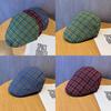Pattern Vintage Checkered Beret Hat With Breathable Cotton For Women Fashion