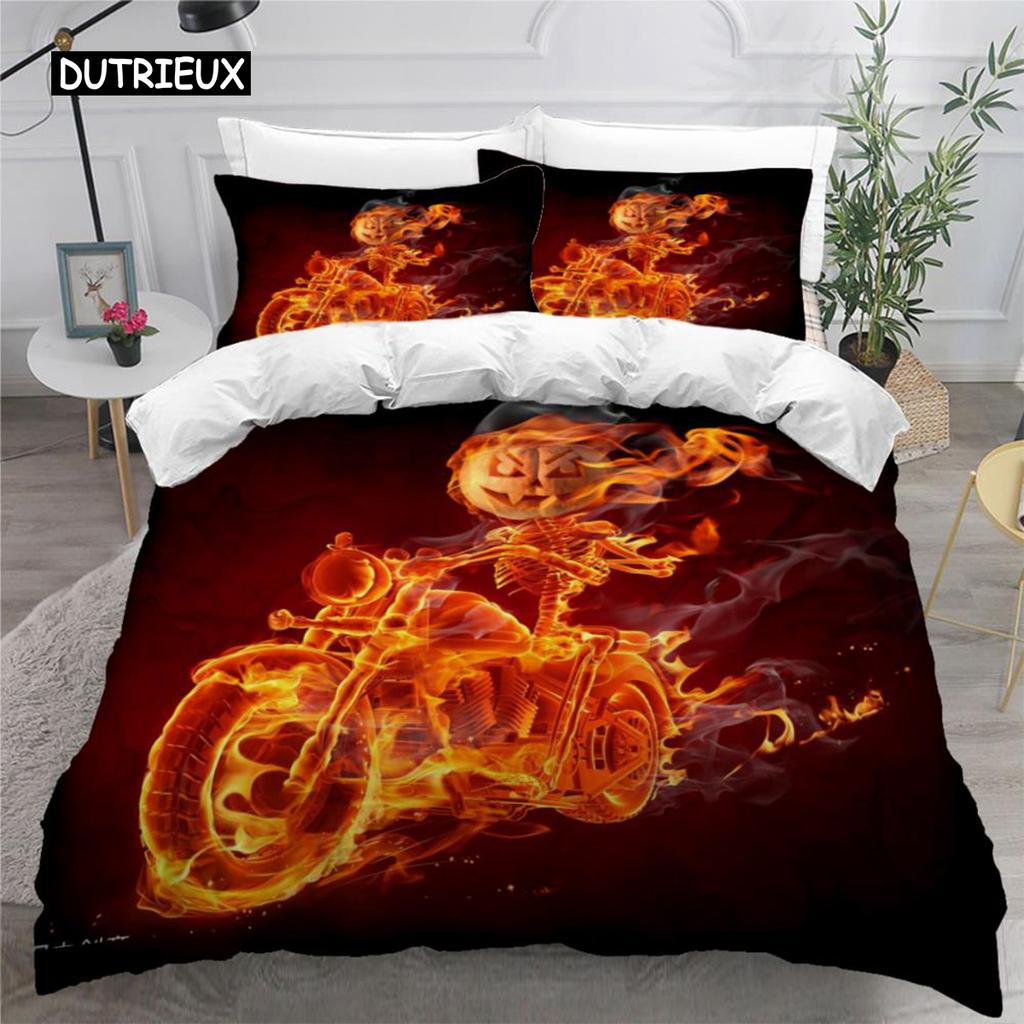 Пододеяльник с цветным пламенем, комплект постельного белья 3D Cool Fire для детей и девочек, мягкий пододеяльник из микрофибры с застежкой-молнией