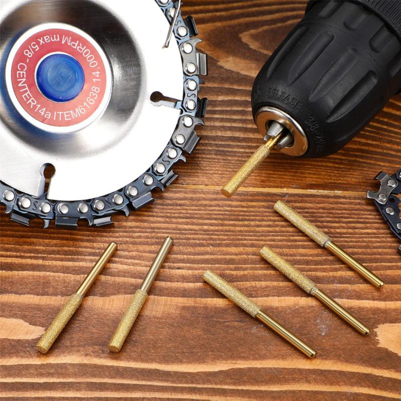 Цилиндрический бор с золотым алмазным покрытием 4-5,5 мм, точилка для цепной пилы, напильник, заточка цепной пилы, резьба, шлифовка, набор электроинструментов