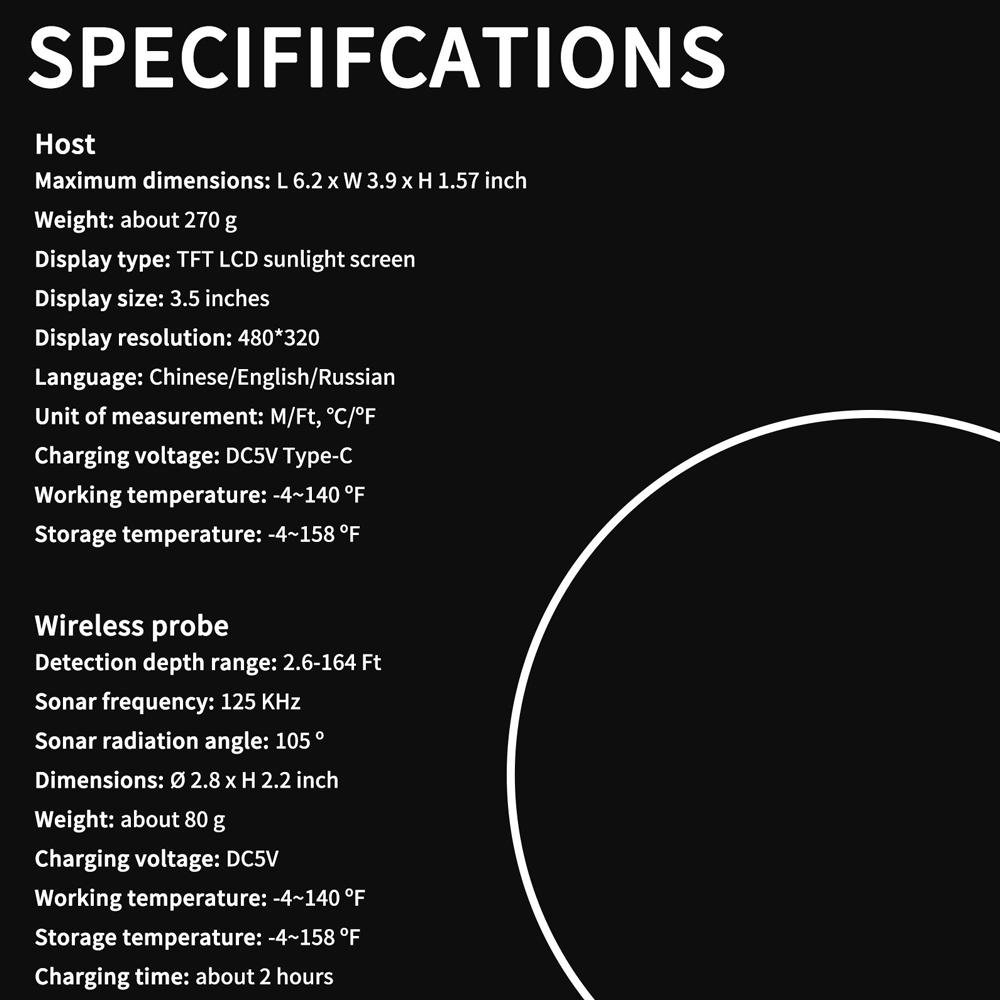 3,5-дюймовый беспроводной эхолот для обнаружения рыбы, подводный глубиномер с детектором для рыбалки