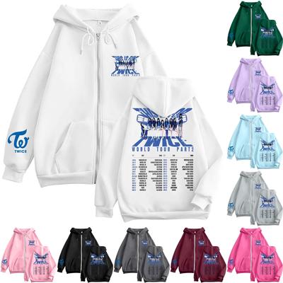 Женская повседневная модная толстовка с капюшоном на молнии с длинными рукавами и принтом