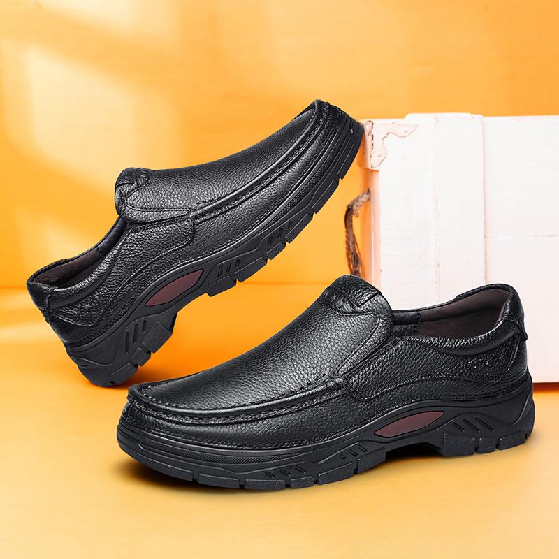 Роскошные мужские туфли из натуральной кожи для папы Spring &Amp; Осенняя мода Slip On Shoes Мужские классические мокасины Обувь для отдыха Мужская повседневная обувь
