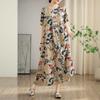 Summer Cotton and Linen Printed Round Neck Short Sleeved Dress for Women