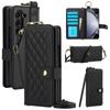 Blocking Card Slot Leather Cover with Pen Holder for Samsung Galaxy Z Fold 6 5 4 3 5G Crossbody Wallet Phone Case (No Pen)