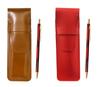 Slim Cowhide Pencil Case Red Brown Set SD Marble Pattern All Metal Ballpoint Pen for Notebook Red ASCR-SDMB-R