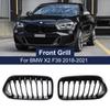 Front Kidney Grille Glossy Black Grills Single Line One Slat Trim Strip For BMW X2 F39 2018- Exterior Decoration