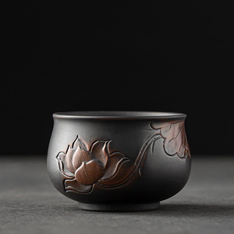 Чайная чашка из фиолетовой глины Lotus Zen - Чашка для чайной церемонии Кунг-фу ручной работы, Китайская ремесленная чайная посуда, Подарок для коллекционеров