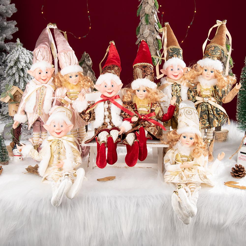Elf 45cm Christmas Decoration 2024 Doll Toy Hanging Standing Decor Navidad Pendant Ornaments For Home New Year Gift For Kids