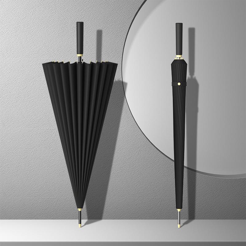 24-Bone Long Handle Umbrella: Large, Double-Reinforced Automatic Business Umbrella