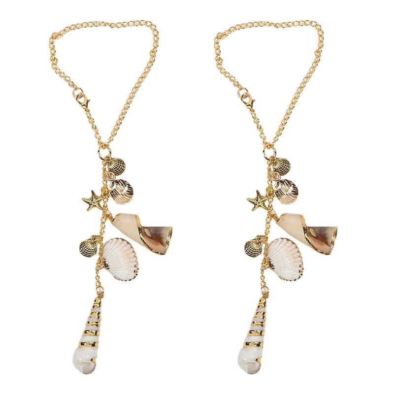 Морские ракушки Декор для автомобиля Прибрежный подвесной шарм для зеркала заднего вида Автоаксессуары в бохо-тематике Морская звезда Кончас Эстетичная подвеска