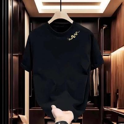 Хлопковая мужская свободная футболка с коротким рукавом Модные мужские футболки