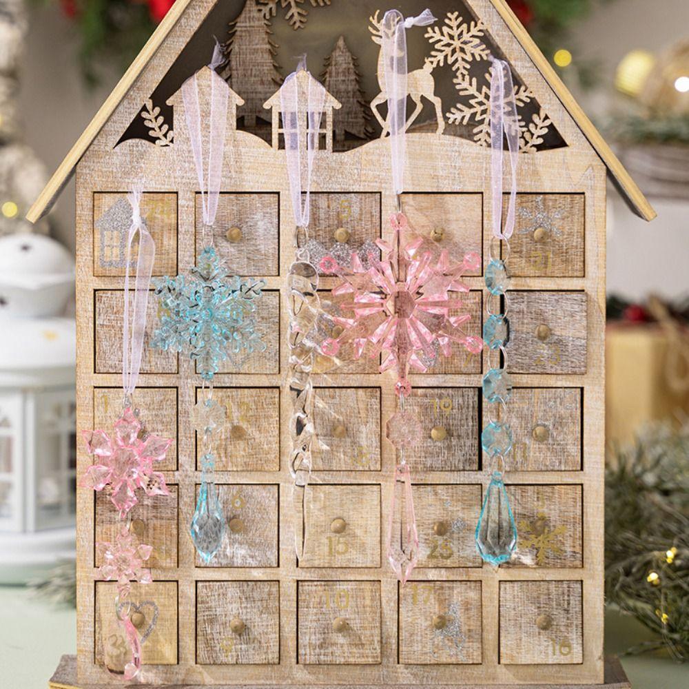 5pcs Acrylic Christmas Snowflake Icicle Pendants Merry Christmas Decoration