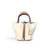 Handbag Genuine Leather Women's Bag Classic and Fashionable Vegetable Basket Bag Minimalist Top Layer Cowhide Bucket Bag Lock Buckle Handbag