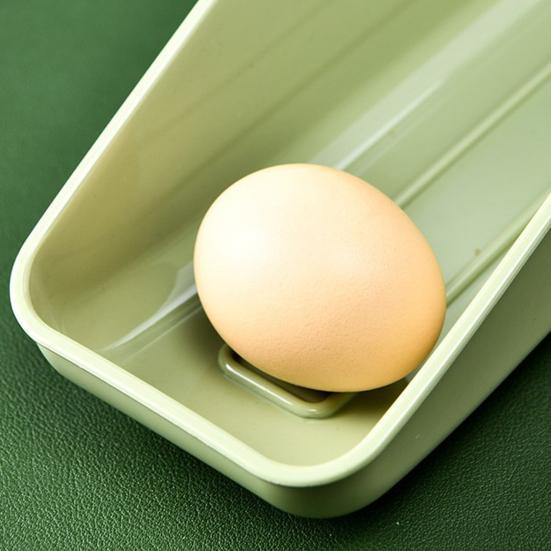 Контейнер для хранения яиц в холодильнике Большой вместимости Нескользящий Штабелируемый Дизайн Легко чистить Автоматический Раздвижной Диспенсер для яиц