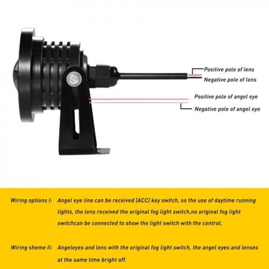 Universal 2Pcs 3.5" Round Projector LED DRL Halo Angel Eyes Fog Lights Lamp