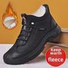 2023 Men's Genuine Leather Wool-Lined Non-Slip Snow Boots with Velvet Lining