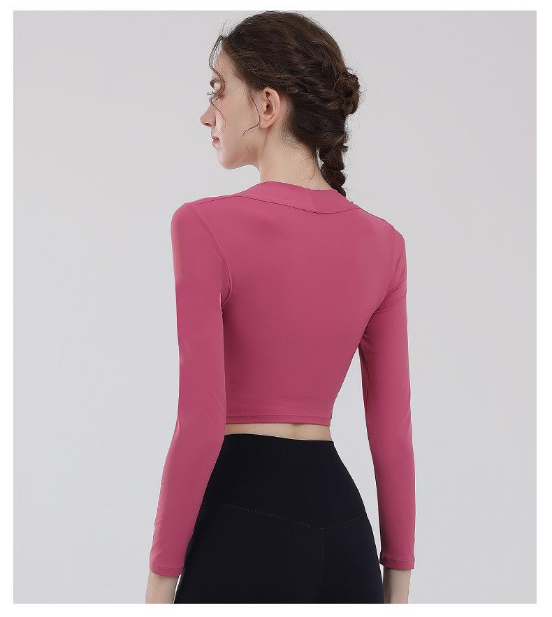New Quick-dry Long-sleeved Top With High Elasticity, Nude-like Feel, Back Hollow-out, Slim-fitting, Sports Fitness Wear For Women