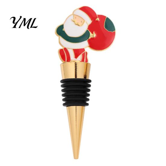 Snowman Bottle Insert Christmas Theme Wine Stopper, Santa Garland Pattern, Zinc Alloy Festive Claus Topper with Silicone Sealing Ring, Leak-proof Cork