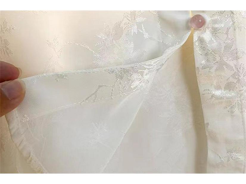 Женский жаккардовый топ в национальном стиле 2024: Весенне-осенняя рубашка премиум-класса со стойкой