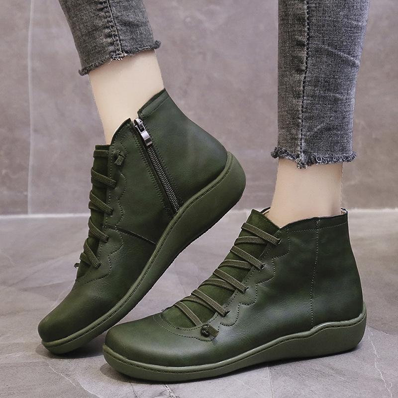 European and American Short Tube Short Tube Cotton Boots 2024 New Flat Bottom Lace Up Women's Boots Simple Snow Bare Boots Traf