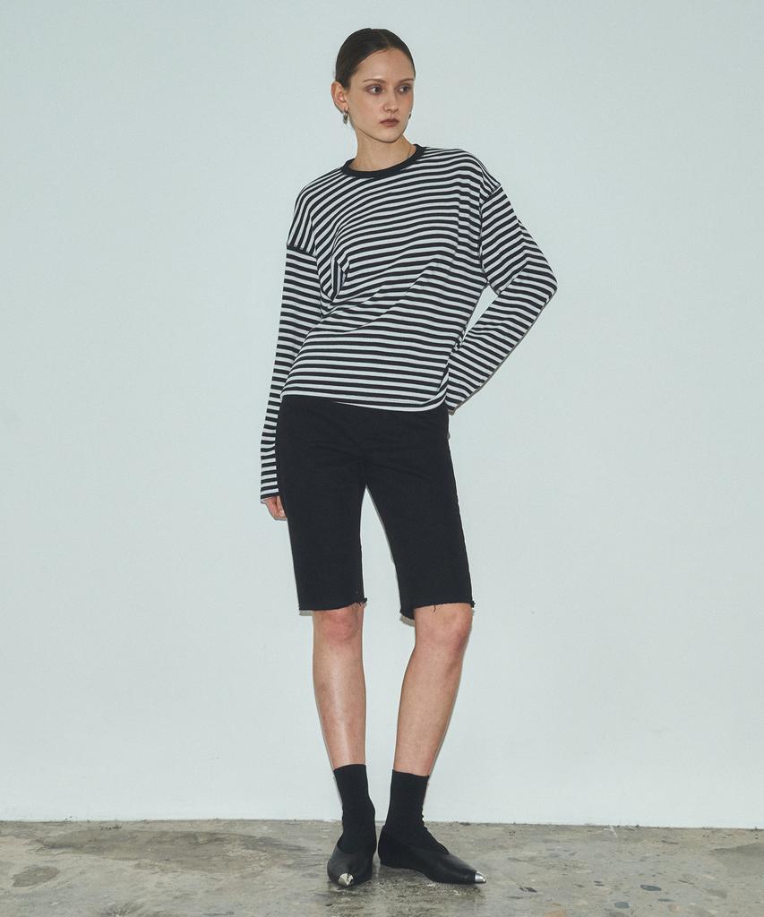 CITTA S/S Мягкая хлопковая полосатая футболка_Ctt348 (белый)