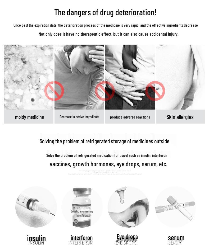 Портативный мини-холодильник для инсулина с перезаряжаемым контролем температуры