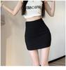 Женская черная А-силуэтная юбка миди с высокой талией - Летняя облегающая юбка-бодикон с шортами от просвечивания для миниатюрных фигур