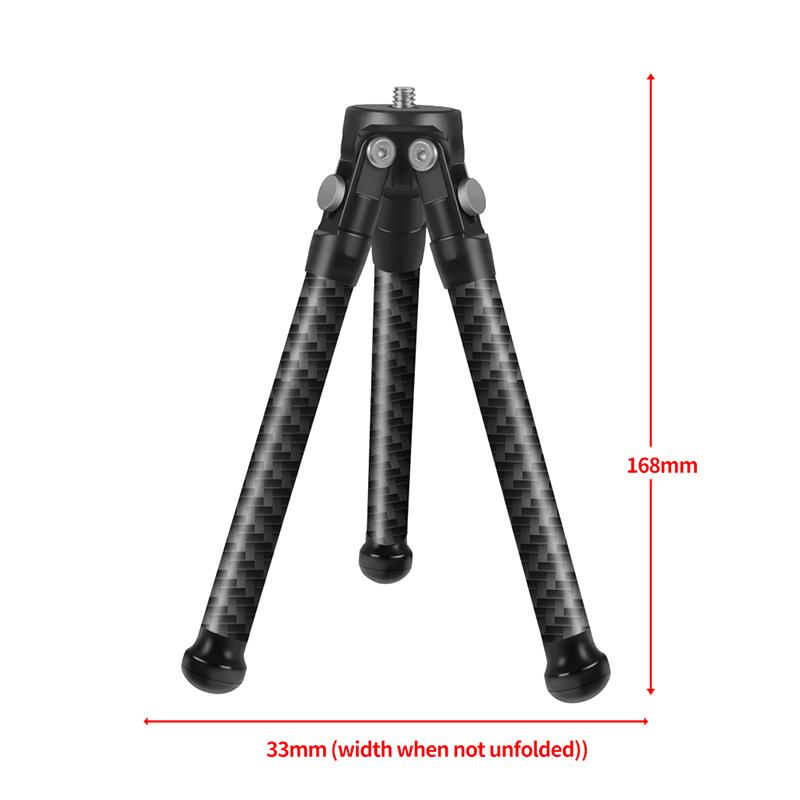 Portable Lightweight Carbon Fiber Mini Tripod 1/4 Light Stand Tabletop for OSMO 360 Phone SLR Action Cameras Selfie Live Holder